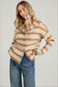 Horizontal Stripe Collared Button Front Cardigan Sweater