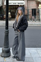 Hooded Faux Fur Lined Zip Front Coat