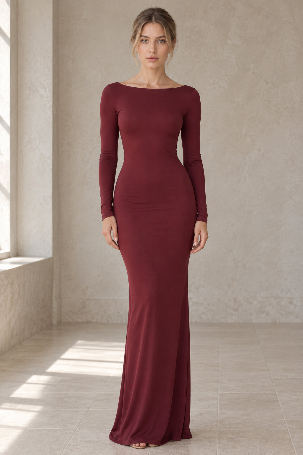 Long Sleeve Backless Bodycon Formal Dress