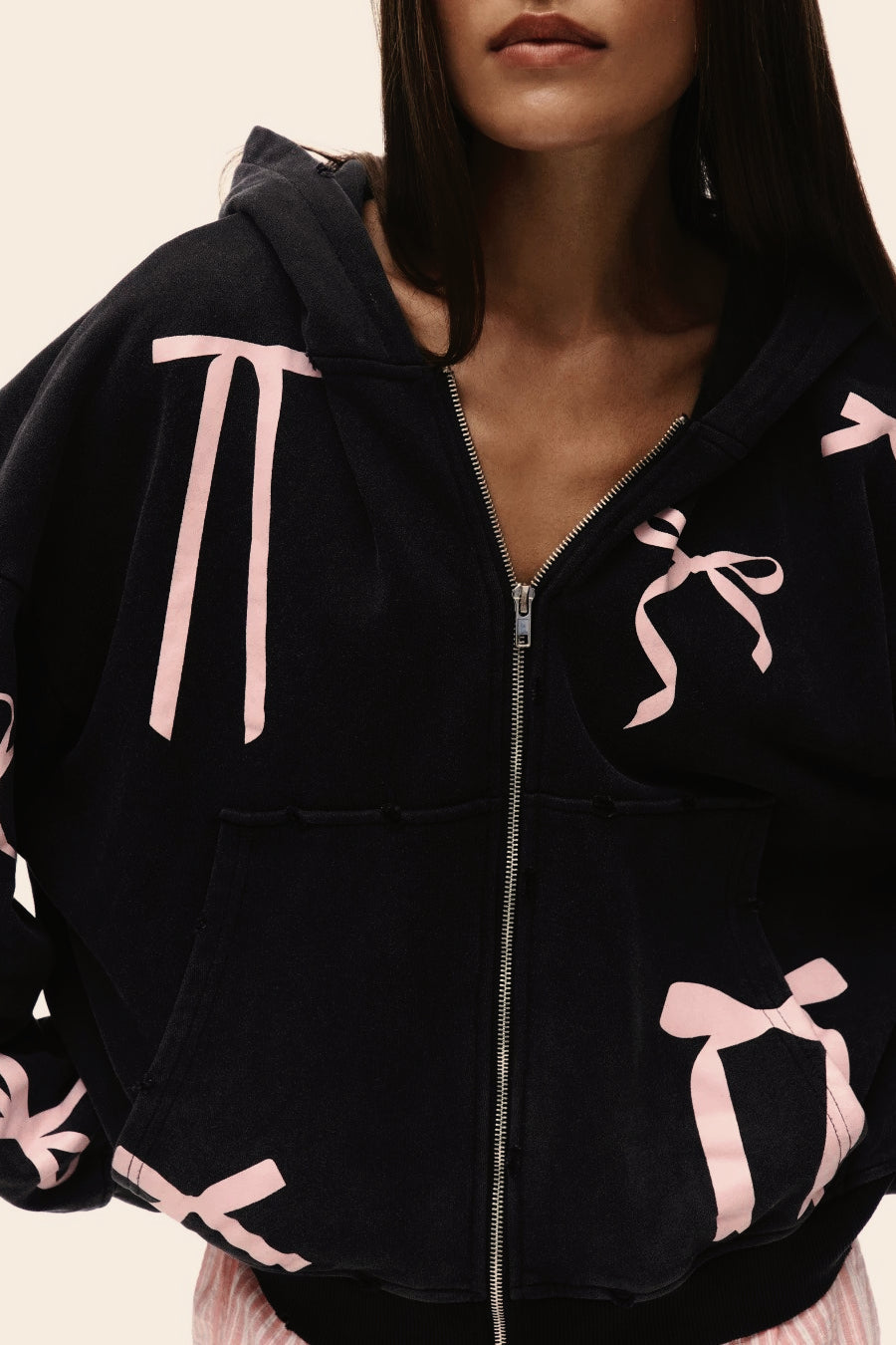 Casual Bow Print Hoodie Secondary image
