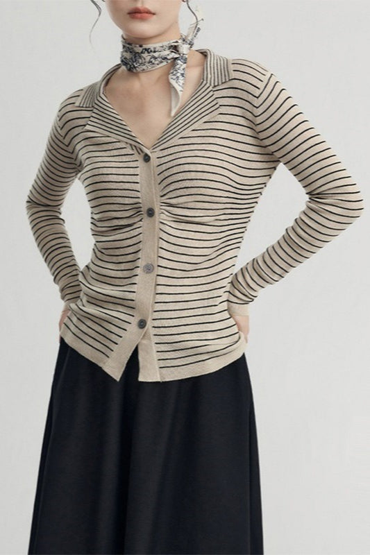 French Stripe Knit Cardigan Main image