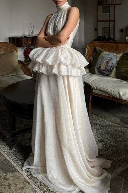 Mock Neck Sleeveless Peplum Reception Dress Secondary image