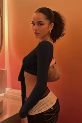 Wrap Tie V Neck Sexy Long Sleeve Cropped Crop Top