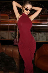 Ruched Back-Zip Party Dress