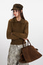 Ribbed Polo Neck Cropped Knit Top