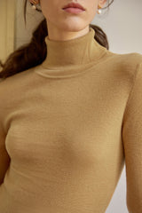Wool Turtle Neck Slim Knit Top