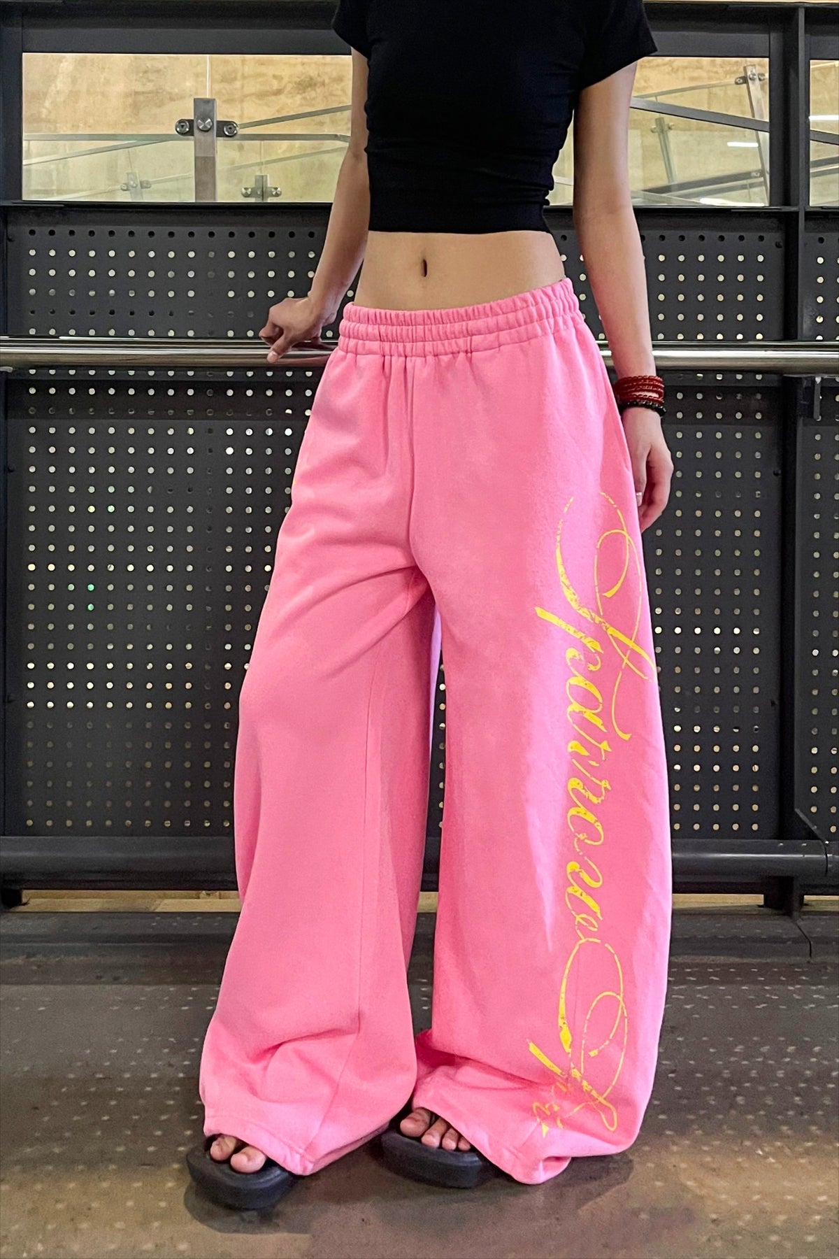 Star Letter Print Wide Leg Sweat Pants Main image