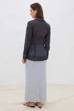 Sheer Slim Button Front Elegant Versatile Long Sleeve Blouse