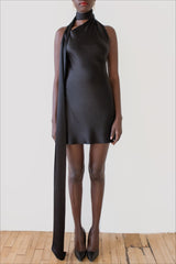 Satin Backless Adjustable Halter Mini Sexy Silk Dress