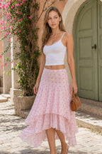 Polka Dot Ruffle Asymmetric Skirt