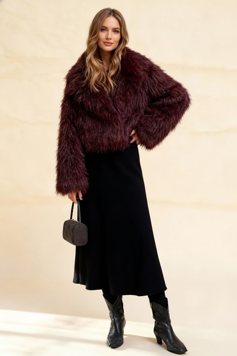 Fashion Solid Thicken Warm Long Sleeves Faux Elegant Coats Secondary image