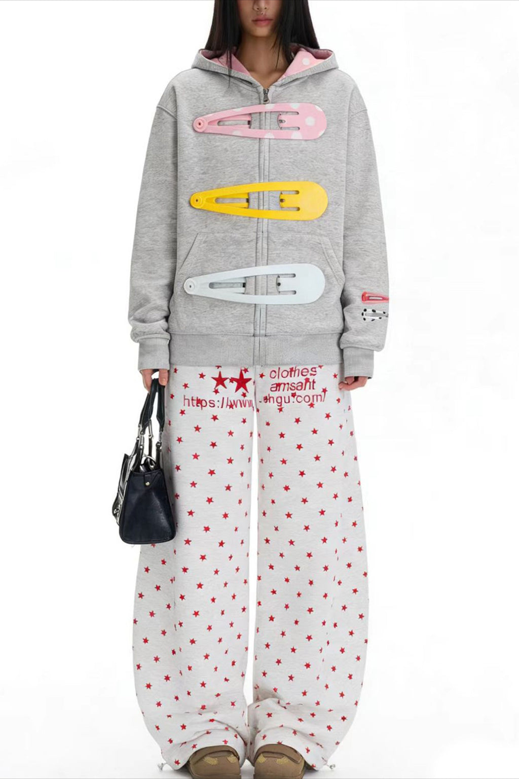 Hair Clip Graphic Oversized Pullover Hoodie