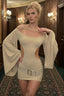 Off-Shoulder Batwing Sleeve Backless Bodycon Mini Dress