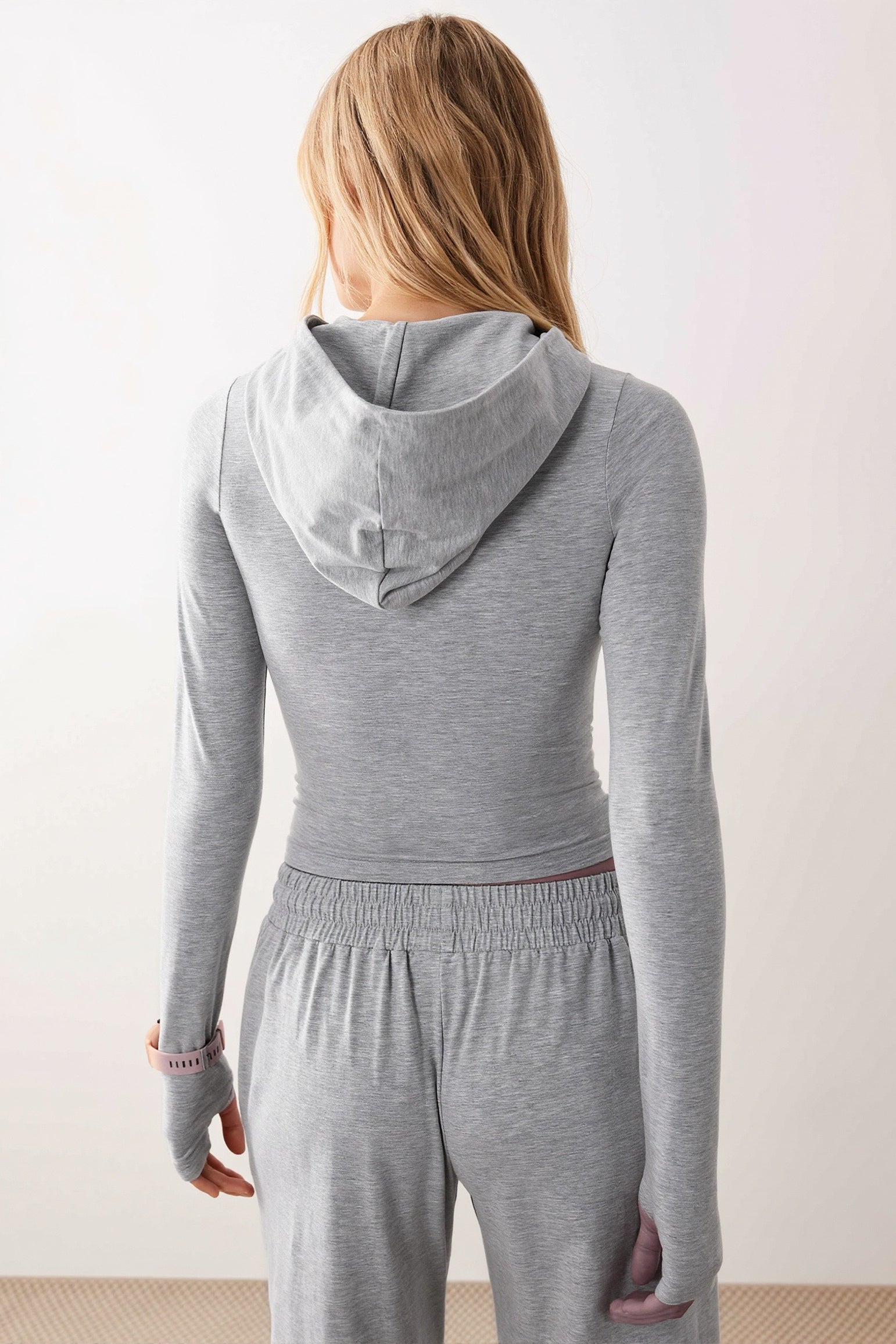 Fitted Zip Front Wide Leg Pant Hoodie Two Piece Set Secondary image