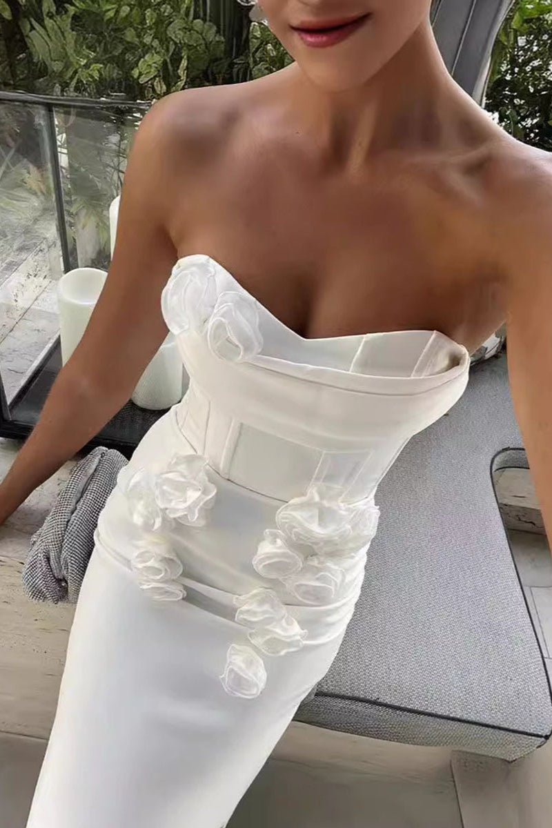 Elegant 3D Floral Tight Strapless Bandage Formal Dress Secondary image