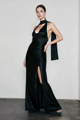 Deep V-Neck Halter Party Dress