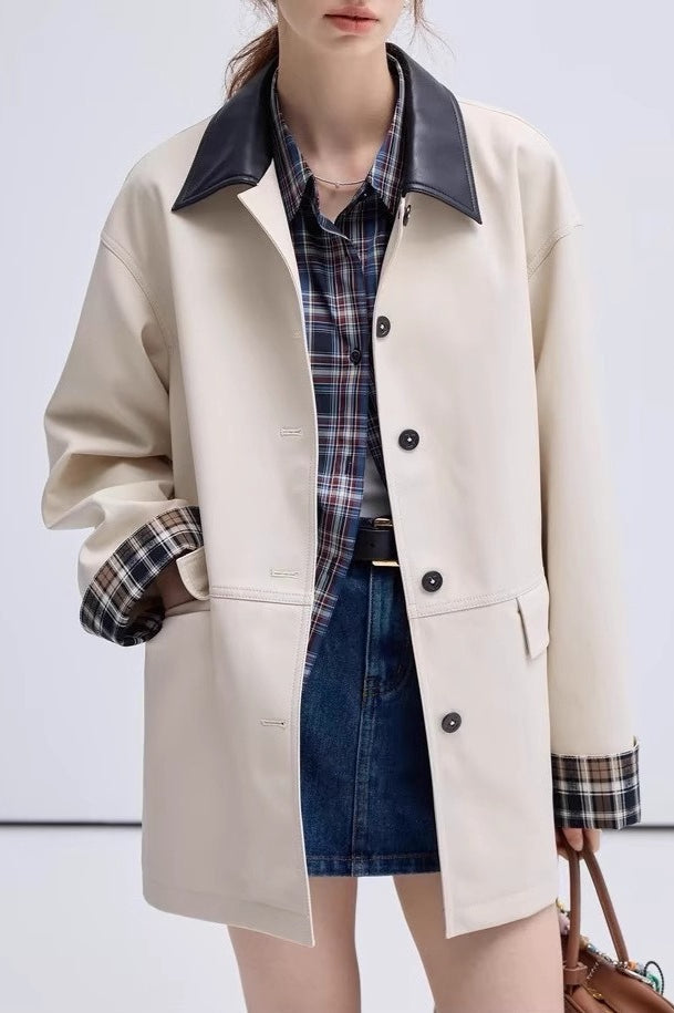 Cropped Contrast Color Coat Main image