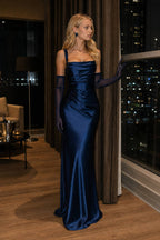 Square Neck Tie Waist Bodycon Mermaid Prom Dress