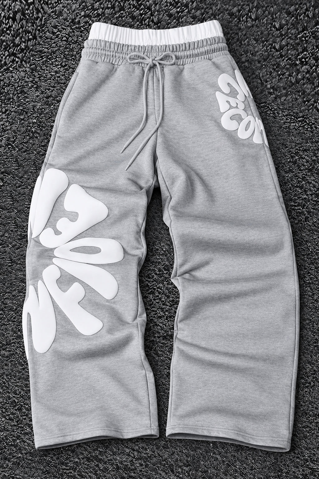 Letter Graphic Drawstring Wide Leg Sweatpants