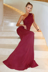 Elegant One-Shoulder Maxi Birthday Dress