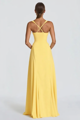 Solid Low Cut Strappy Cross Back Party Dress