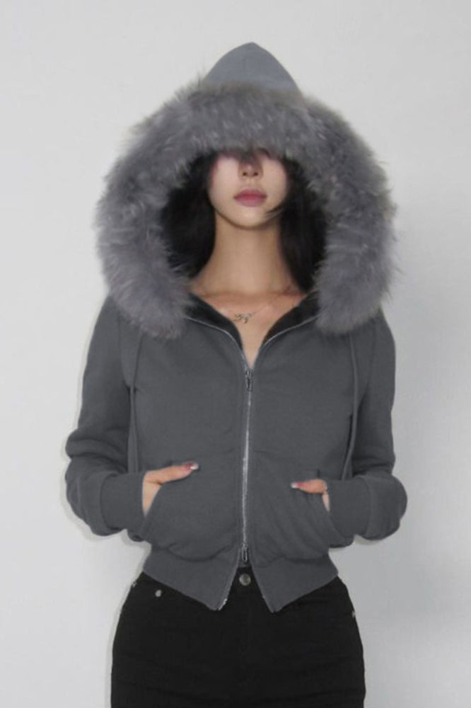 Panel Zip Fleece Hooded Jacket Main image