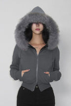 Panel Zip Fleece Hooded Jacket