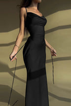 Elegant  Solid Paneled Tie Bodycon Dress