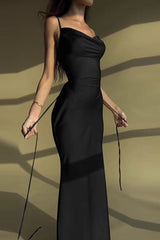 Elegant  Solid Paneled Tie Bodycon Dress