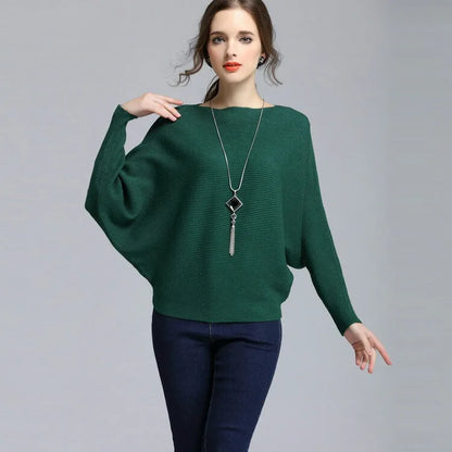 High Stretch Knitwear Wide Pullover Batwing Loose Sweater