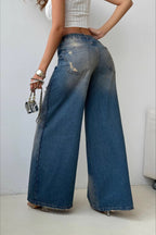 Vintage Distressed Deconstructed Wide Leg Jeans