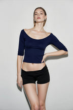Deep U Neck Fitted T-shirts