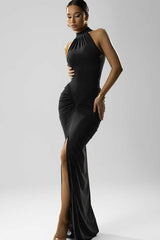 High Slit Strapless Bodycon Work Dress