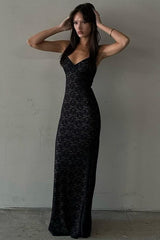 Sexy Deep V Backless Maxi Lace Dress