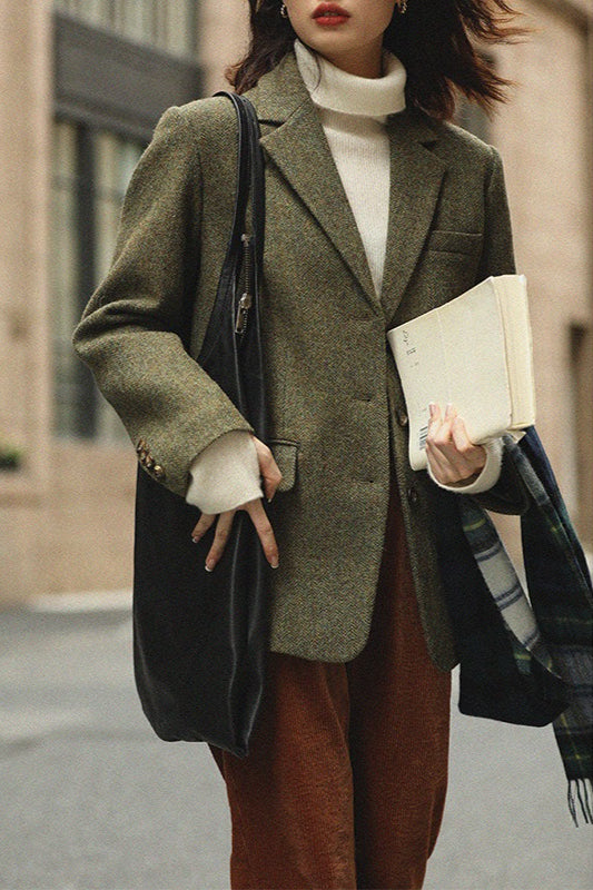 Tailored Wool Crepe Solid Color Blazer Main image