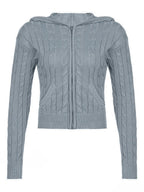 Hooded Button Graceful Front Knit Cardigan