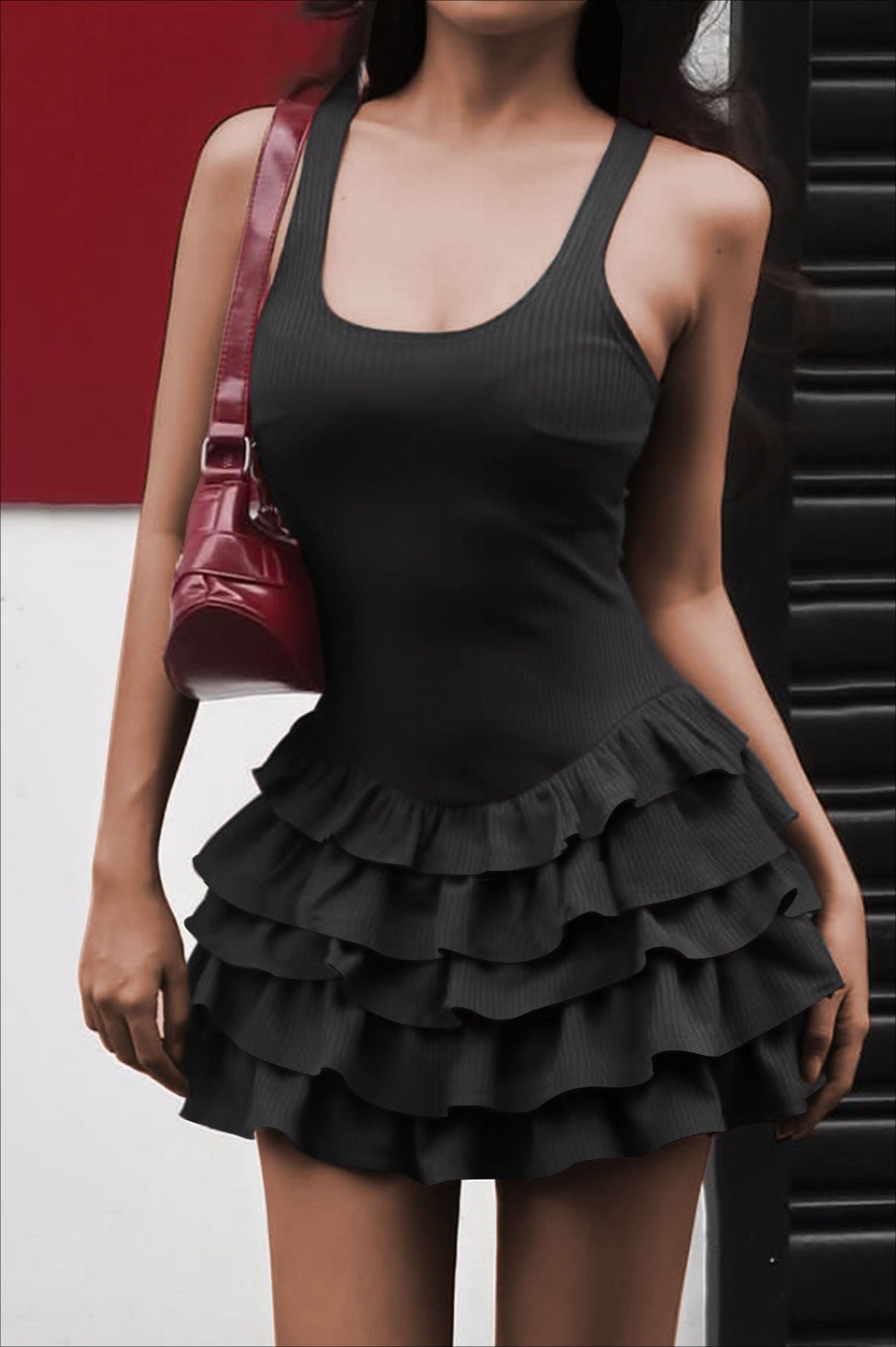 Puff Hem Bodycon Slip Dress Main image
