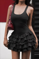 Puff Hem Bodycon Slip Dress