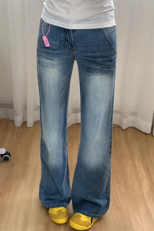 Vintage High Waist Micro Flare Straight Slim Plus Size Jeans Main image