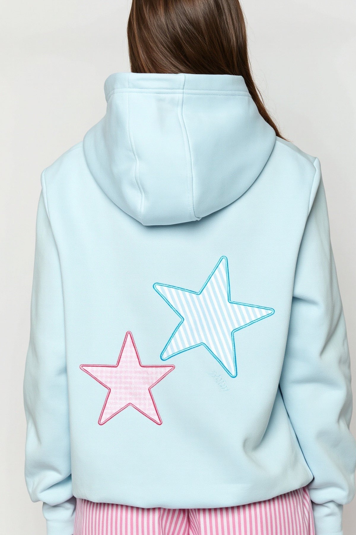 Star Applique Drawstring Pullover Hoodie