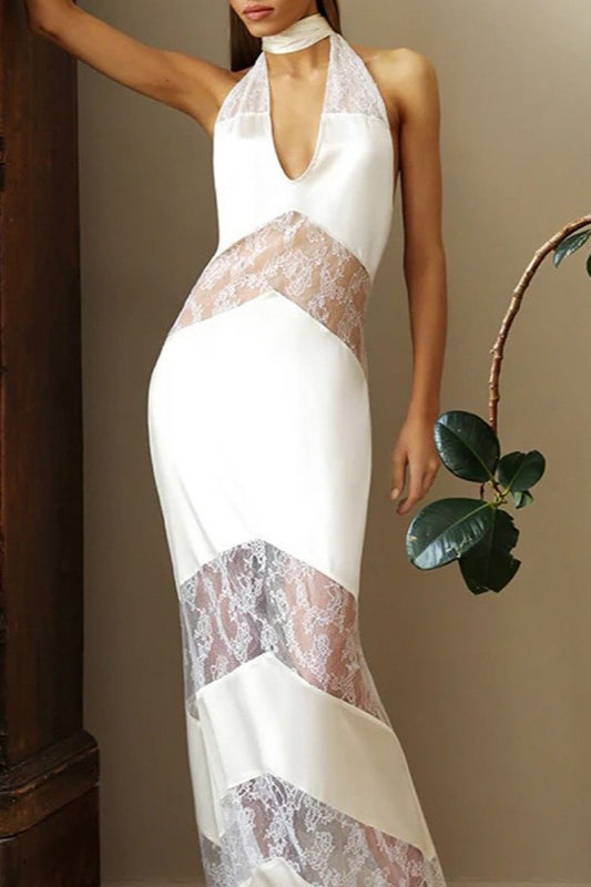 Elegant Cowl Neck Backless Reception Dress Main image