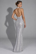 Sequin Deep V-Neck Bodycon Maxi Dress
