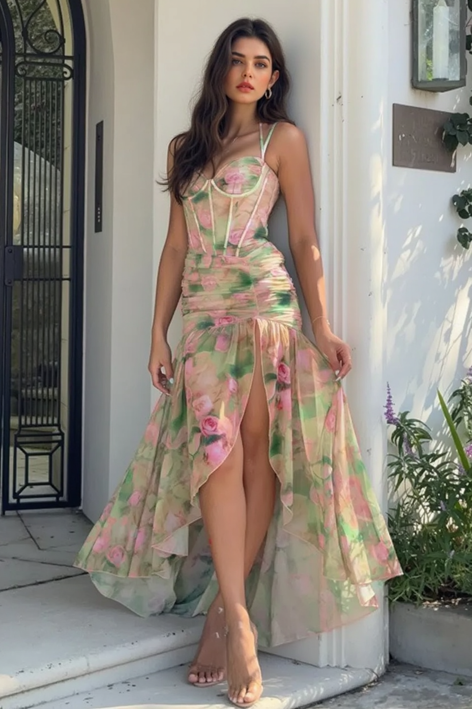 Vacation Tie Dye Backless Mesh Slip Dress Main image
