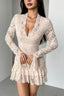 Floral Lace Plunging V Neck Ruffle Mini Dress