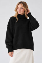 Basic Solid Knit Turtleneck Sweater