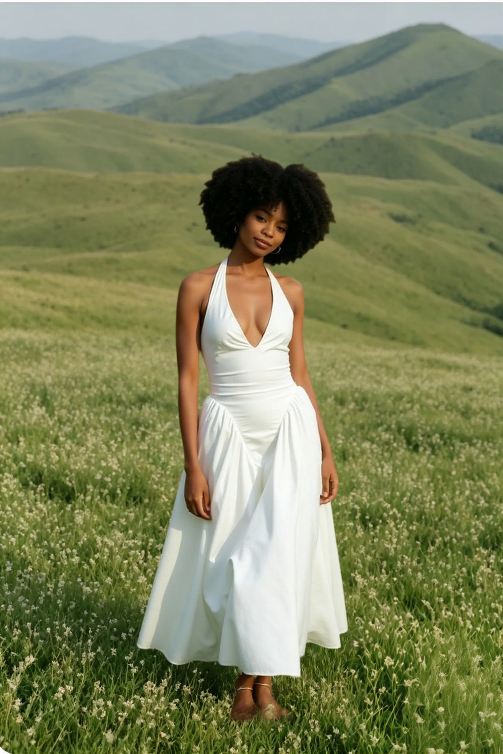 Backless Deep V Spliced Long Midi Dress Main image