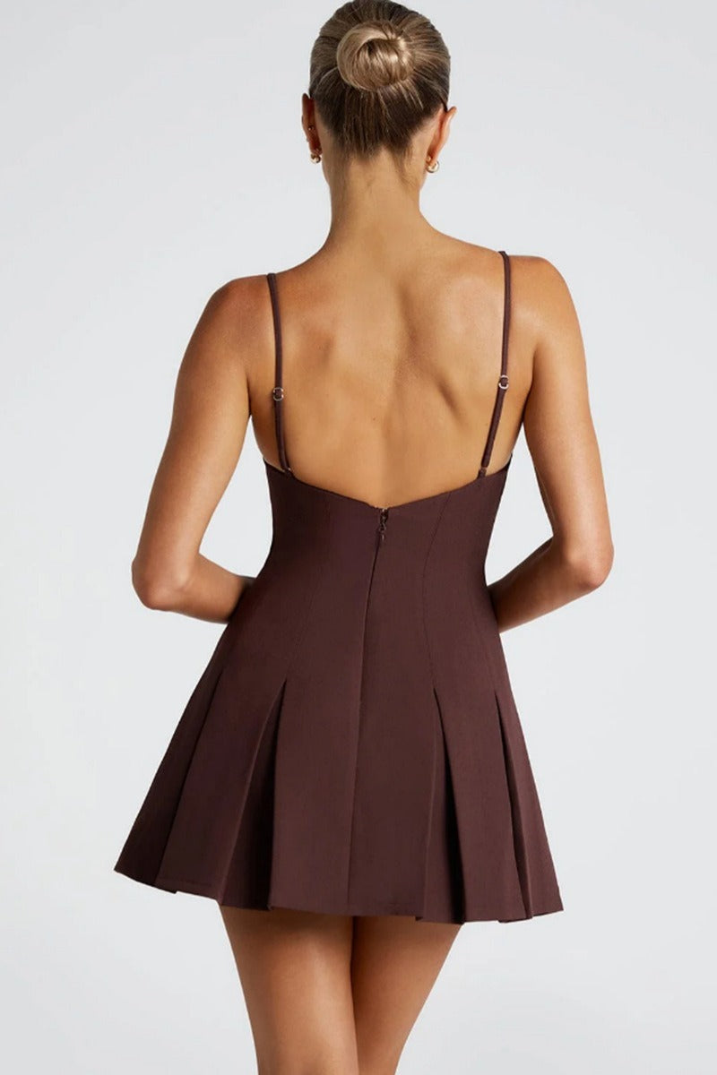 Simple Solid Sleeveless Loose Fit Ruched Waist Cocktail Dress Secondary image