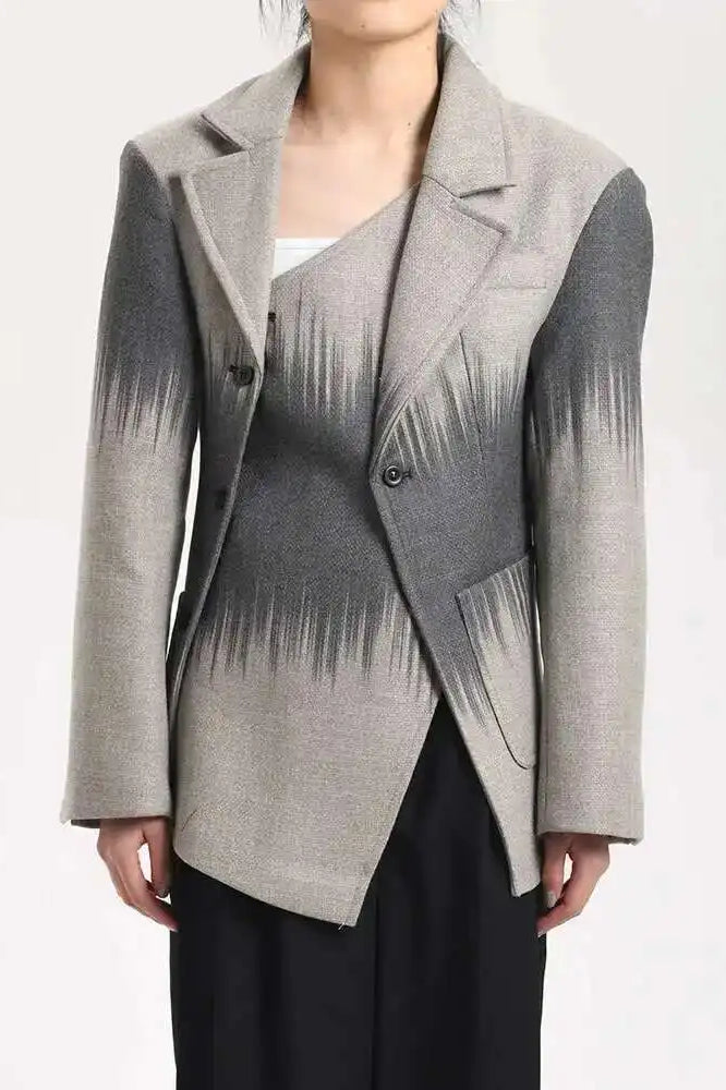 Irregular Button Woolen Blazer Main image