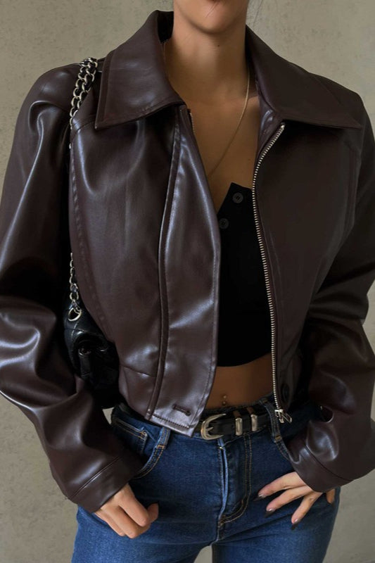 Glossy Vintage Motorcycle Style Jacket Main image