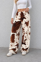 Playful Cow Print Fleece Relaxed Pants